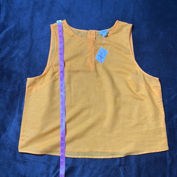J. Crew Yellow Boxy Sleeveless Linen Tank Top Back Button Detail Crew Size XL - Picture 6 of 9
